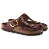 Gizeh Big Buckle Naturleder Lack Hochglanz Schokoladenbraun