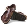 Gizeh Big Buckle Naturleder Lack Hochglanz Schokoladenbraun